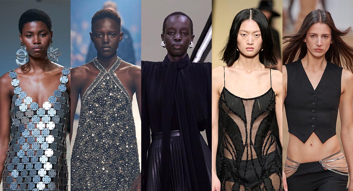 Die fünf bestgebuchtesten Models der Saison 2023. Victoria Fawole, Alaato Jazyper, Akuol Deng Atem, Yilan Hua und Rachel Marx.